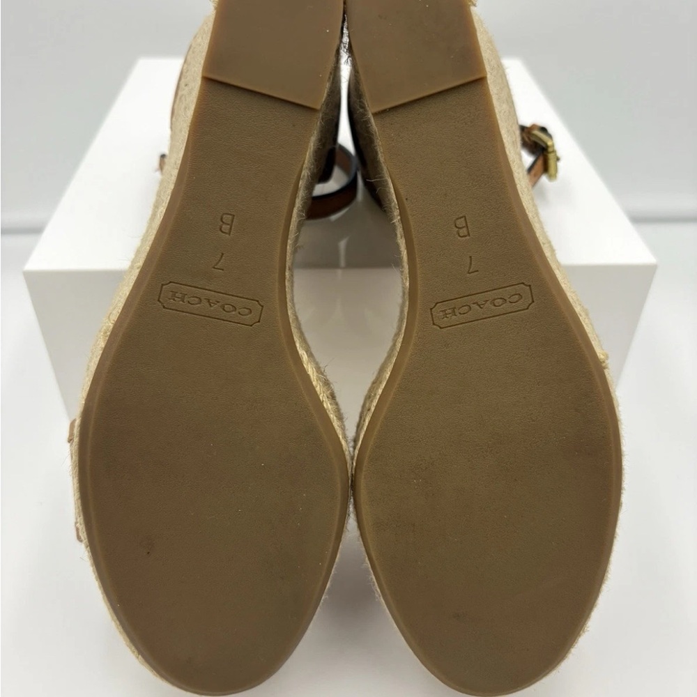 Coach Glinda Espadrille Platform Sandal -Size 7B, Brown Buckle Wedge - Picture 6 of 14